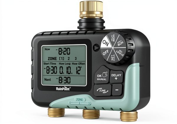 RAINPOINT Metal 3 Zone Watering Timer Garden Hose-0
