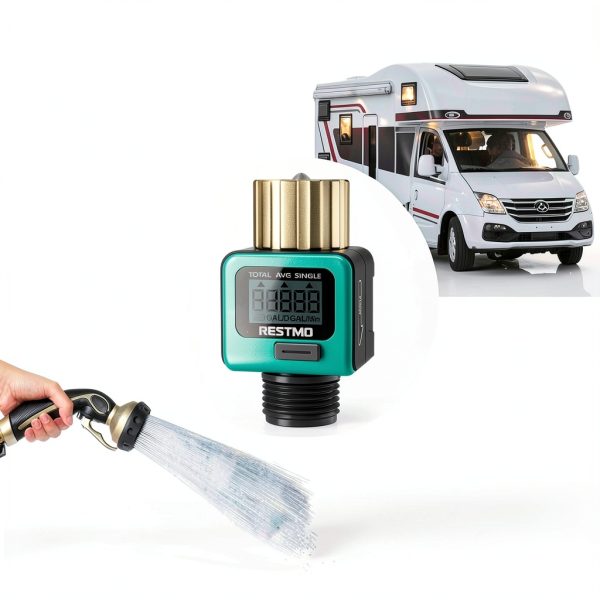 Restmo Water Meter Garden Hose Flow Monitor Brass Inlet-7