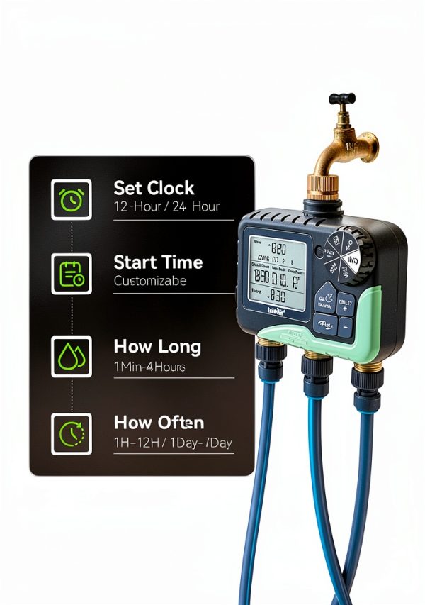 RAINPOINT Metal 3 Zone Watering Timer Garden Hose-3