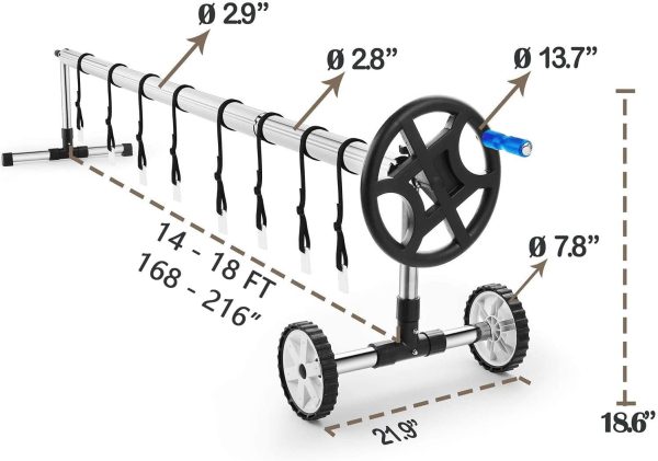 Nollapo Aluminum Pool Cover Reel Inground Gray Safety Cover-2