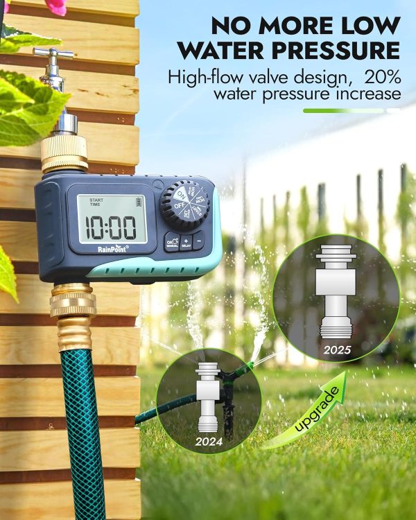 RAINPOINT Brass Watering Timer Green 5 Settings Garden Hose-6