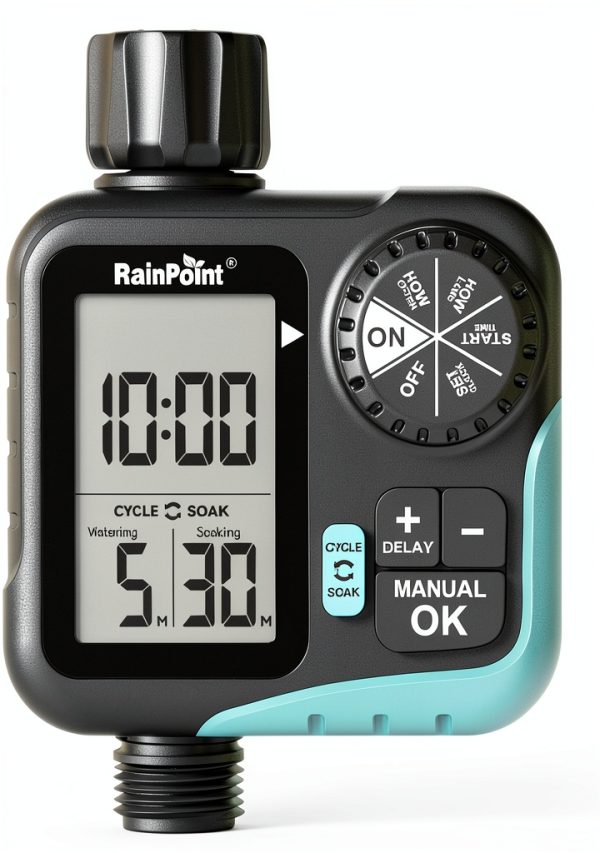 RAINPOINT Watering Timer Gray Plastic 10 Settings Garden-0