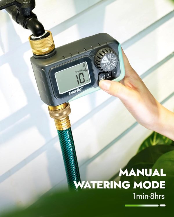 RAINPOINT Brass Watering Timer Green 5 Settings Garden Hose-3