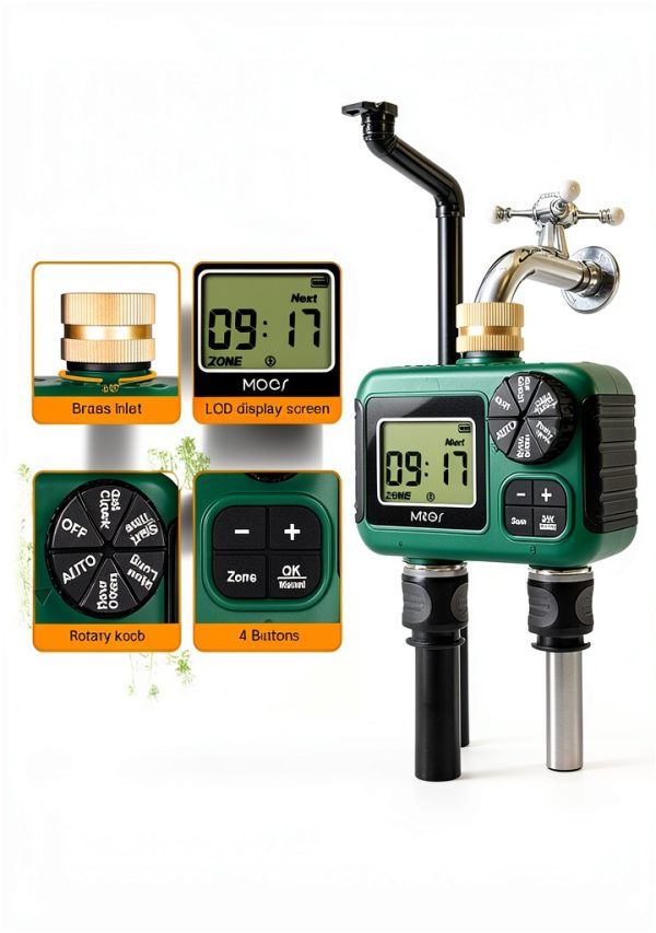 MOES Watering Timer Brass Dual Zone Programmable Garden-3