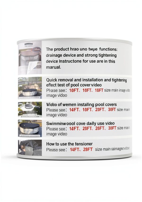 SIHAIAN 14Ft Round Pool Cover 420D Tear Resistant Black-6