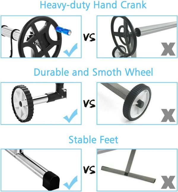 Nollapo Aluminum Pool Cover Reel Inground Gray Safety Cover-4