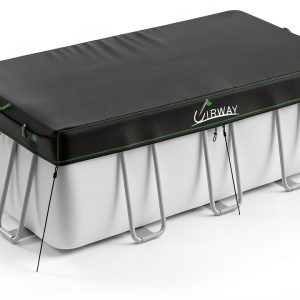 UIRWAY Rectangular Pool Cover Black Durable Windproof Design-0