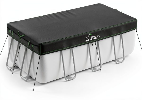 UIRWAY Rectangular Pool Cover Black Durable Windproof Design-0