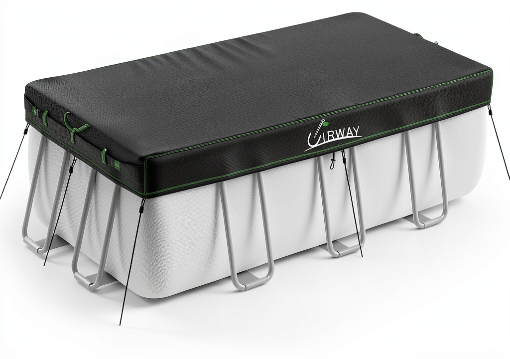 UIRWAY Rectangular Pool Cover installed on an above-ground pool