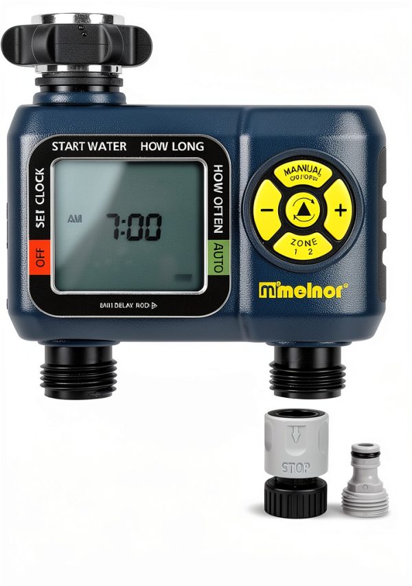 Melnor Watering Timer Dual Valve Rain Delay Garden-0