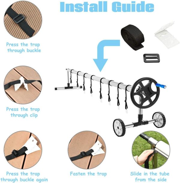 Nollapo Aluminum Pool Cover Reel Inground Gray Safety Cover-3