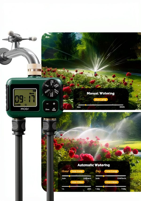 MOES Watering Timer Brass Dual Zone Programmable Garden-4
